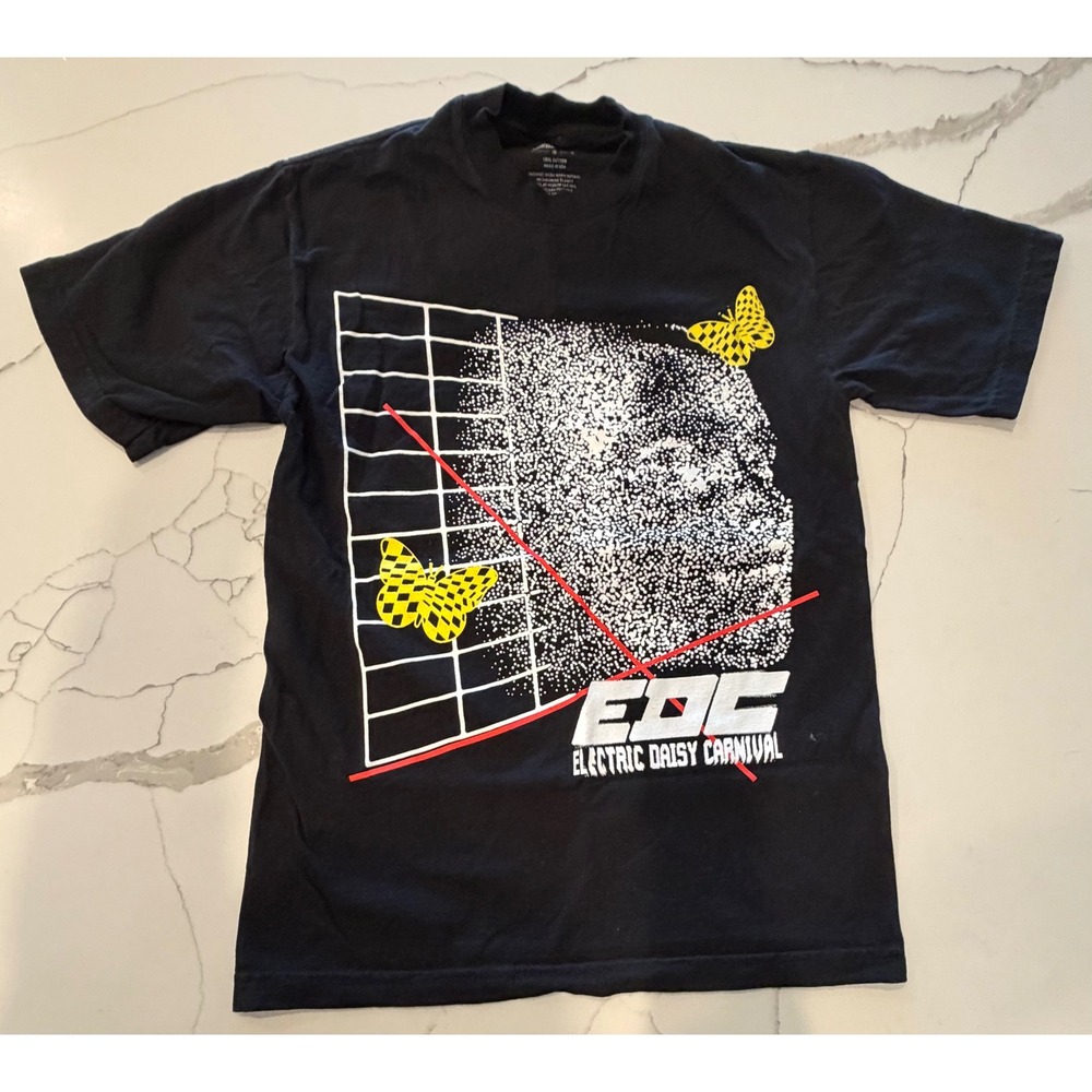 Insomniac EDC Electric Daisy Carnival Graphic T-Shirt Black‎ Mens Small USA Made